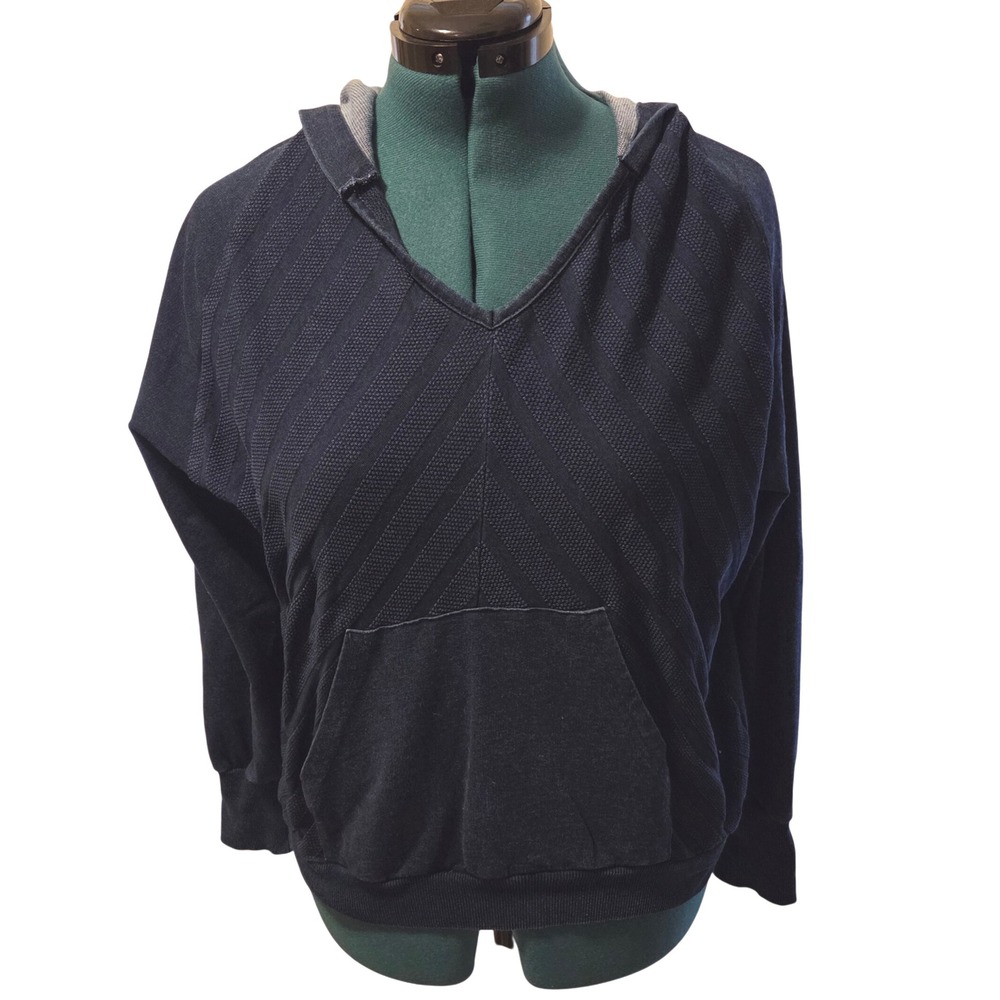 Bearpaw Women's Blue V-Neck Hooded‎ Pullover Sweatshirt Casual Comfy Medium